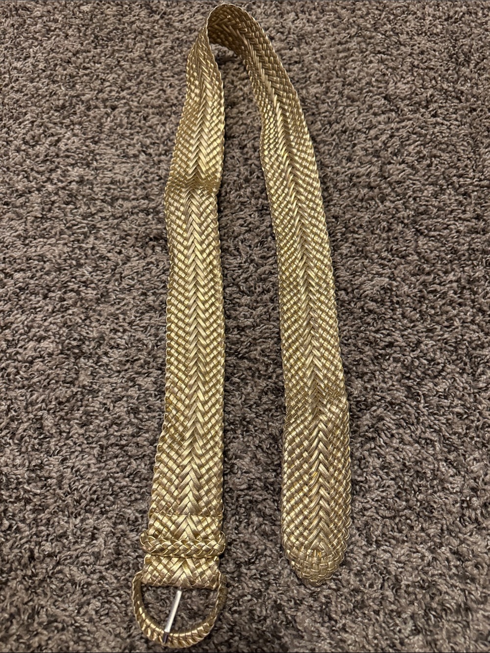 Woven Metallic Gold Women's Belt - Braided D-Ring Closure